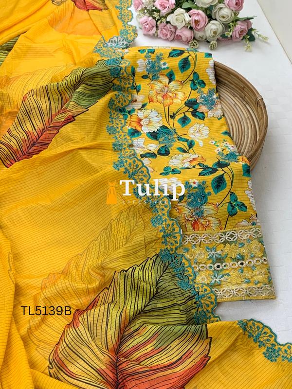 Premium Embroidered Soft Cotton Lawn - TL5139 Color image