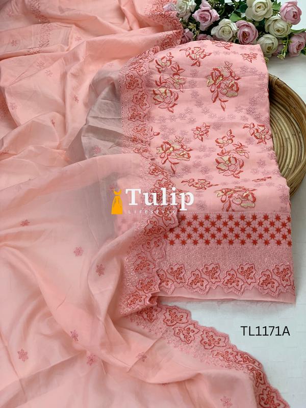 Premium Embroidered Soft Cotton Lawn - TL1171 Color image