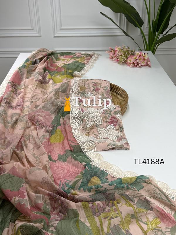 Gorgeous Embroidered Soft Cotton Lawn - TL4188 Color image