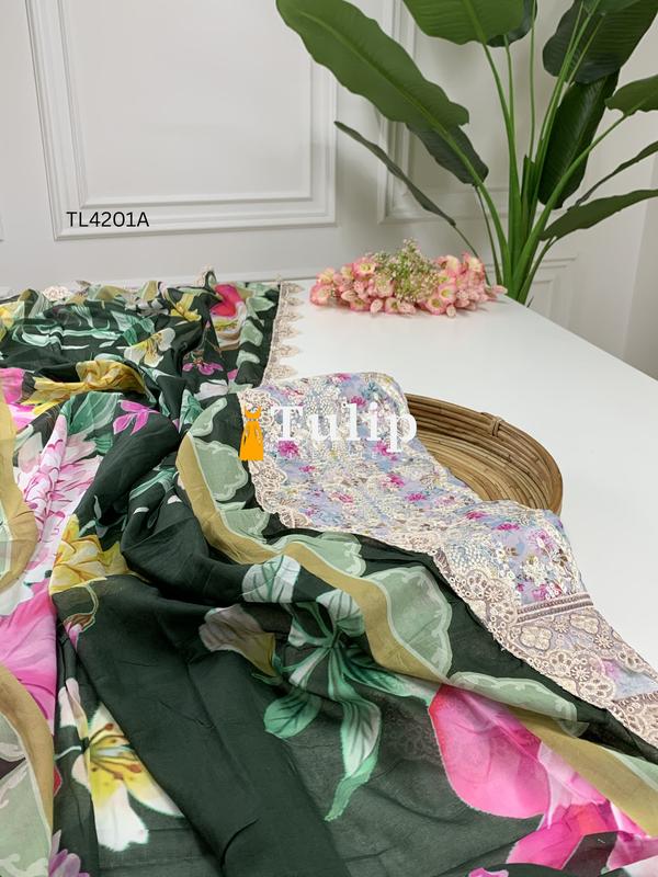 Premium Embroidered Cotton Lawn - TL4201 Color image