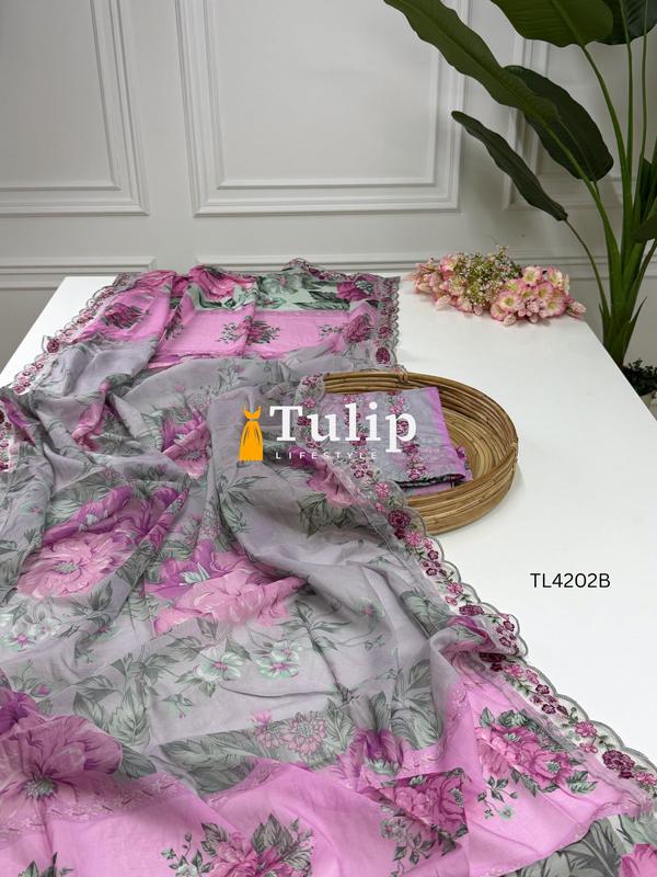 Premium Embroidered Cotton Dresses - TL4202 Color image