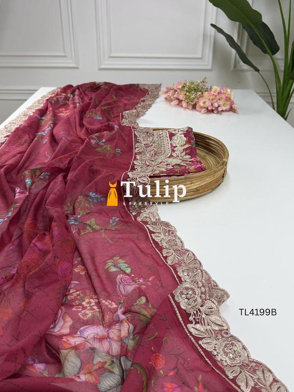 Gorgeous Embroidered Cotton Lawn Dresses - TL4199 Color image