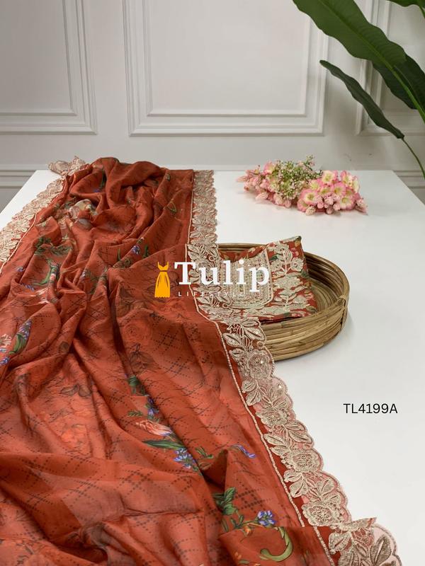 Gorgeous Embroidered Cotton Lawn Dresses - TL4199 Color image