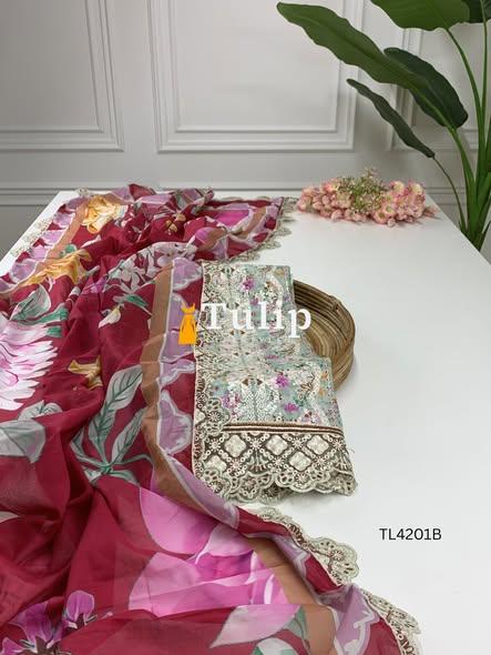 Premium Embroidered Cotton Lawn - TL4201 Color image