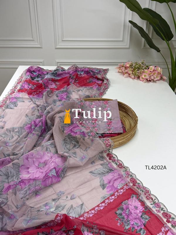 Premium Embroidered Cotton Dresses - TL4202 Color image