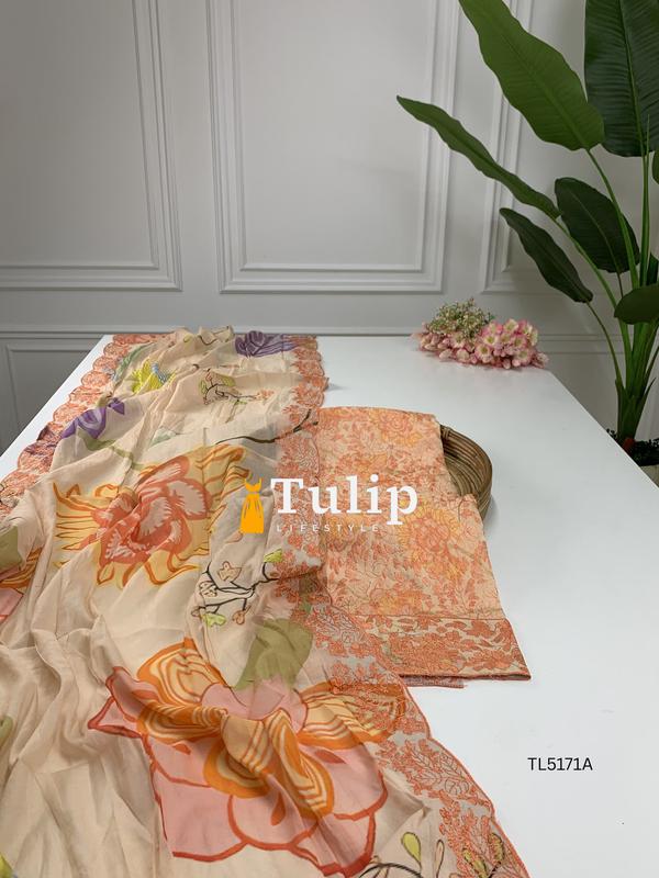 Soft Embroidered Cotton Lawn Dresses - TL5171 Color image