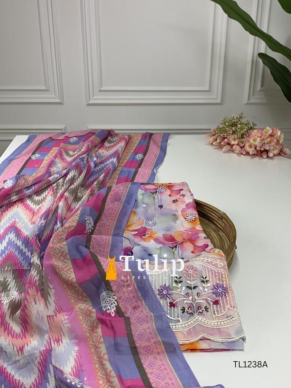 Premium Embroidered Cotton Lawn - TL1238 Color image