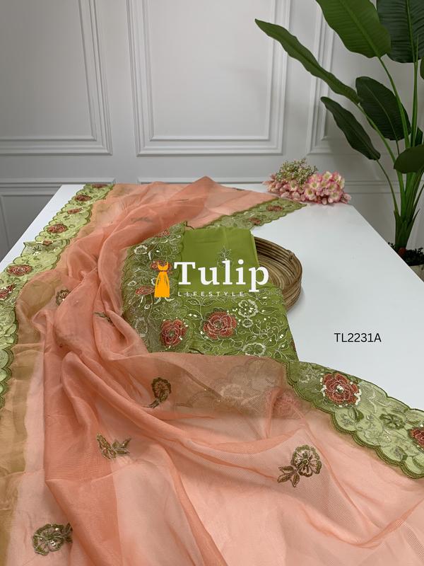 Soft Embroidered Cotton Lawn - TL2231 Color image