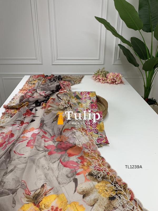 Soft Embroidered Cotton Lawn Dresses - TL1239 Color image