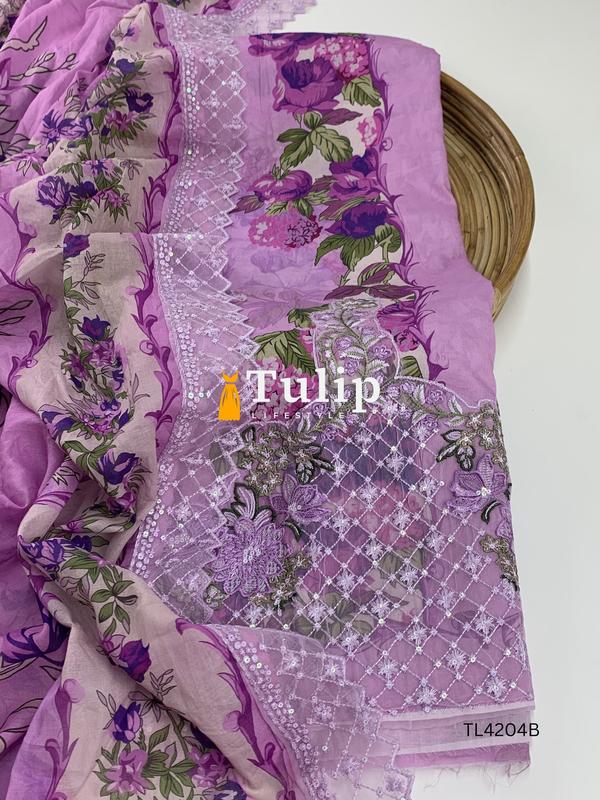 Premium Embroidered Cotton Lawn - TL4204 Color image