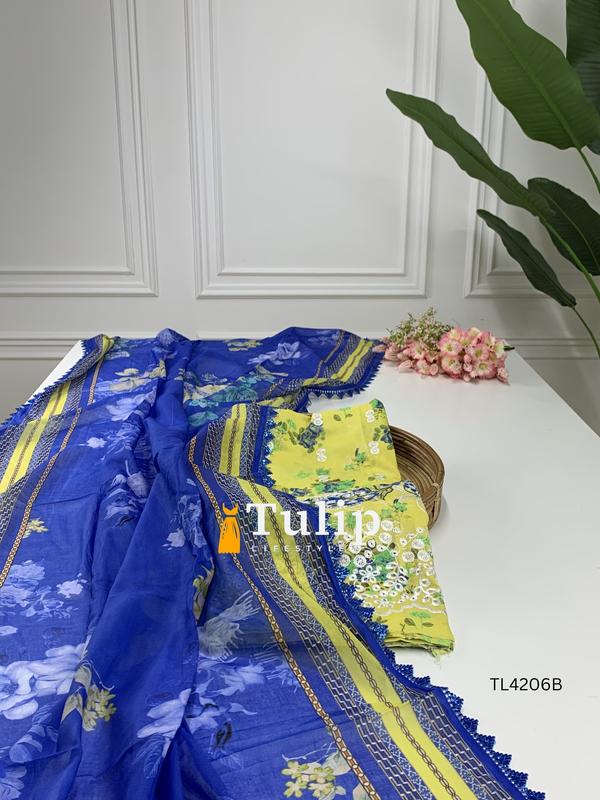 Embroidered Luxury Cotton Lawn Dresses - TL4206 Color image