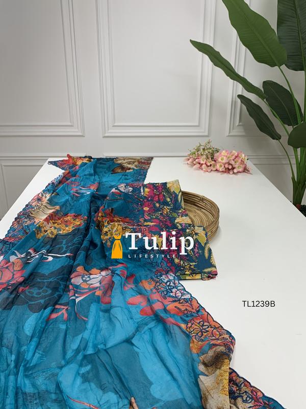 Soft Embroidered Cotton Lawn Dresses - TL1239 Color image