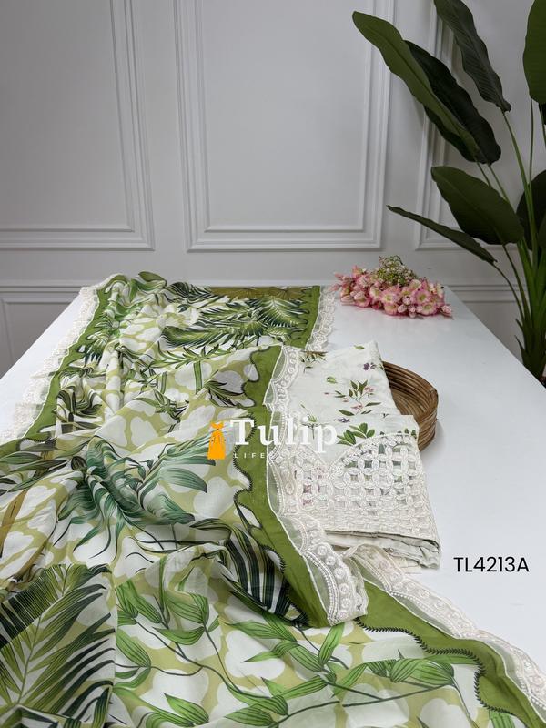 Premium Embroidered Soft Cotton Lawn Dresses - TL4213 Color image