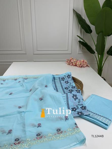 Premium Embroidered Soft Cotton Dresses - TL1244 Color image
