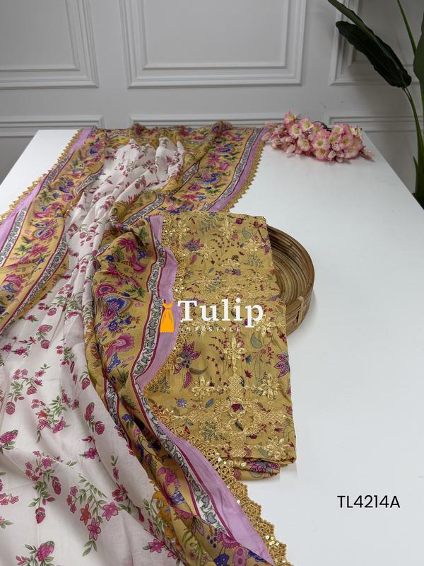 Soft Embroidered Cotton Lawn Dresses - TL4214 Color image