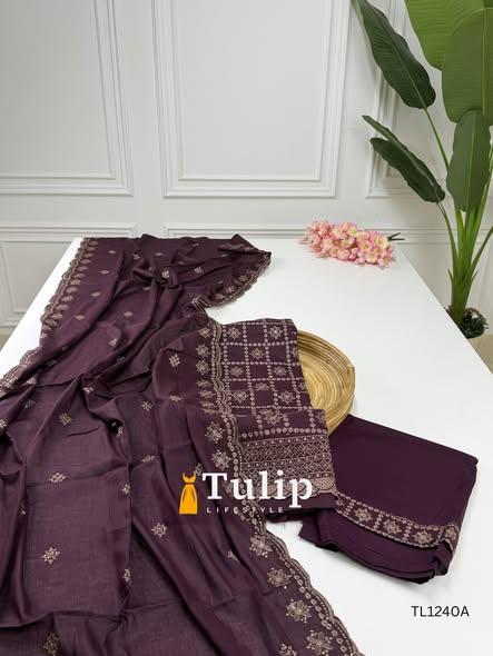 Premium Embroidered Cotton Lawn - TL1240 Color image