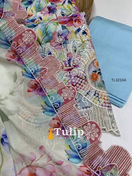 Premium Embroidered Cotton Lawn - TL3233A Color image