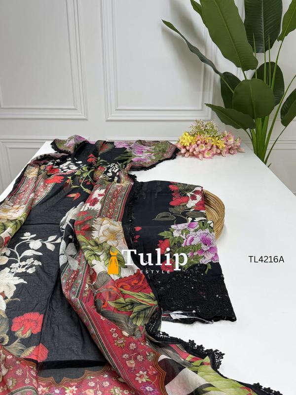 Premium Embroidered Cotton Lawn Dresses - TL4216 Color image