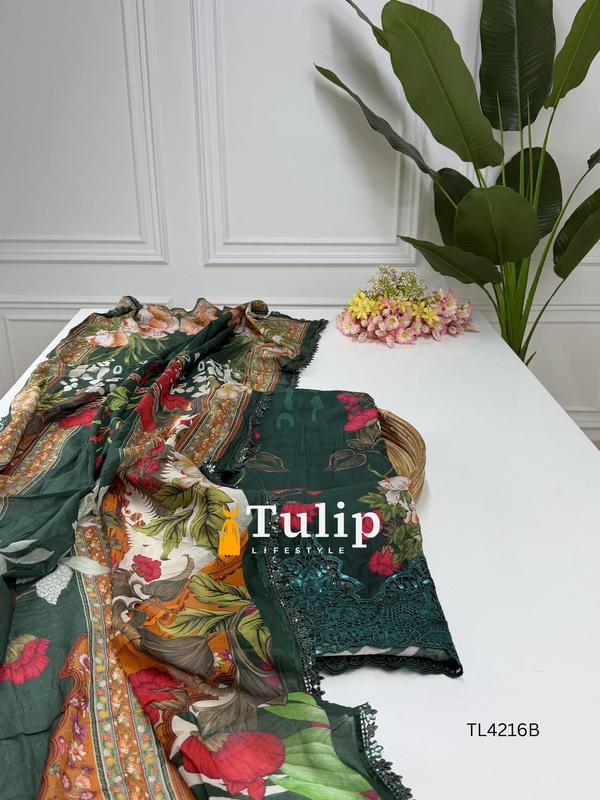 Premium Embroidered Cotton Lawn Dresses - TL4216 Color image