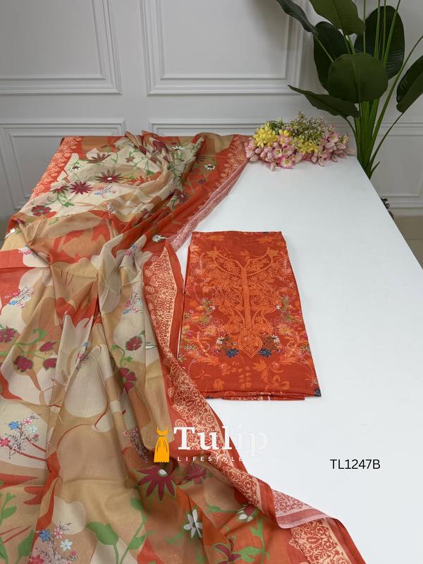 Premium Embroidered Cotton Lawn Dresses - TL1247 Color image