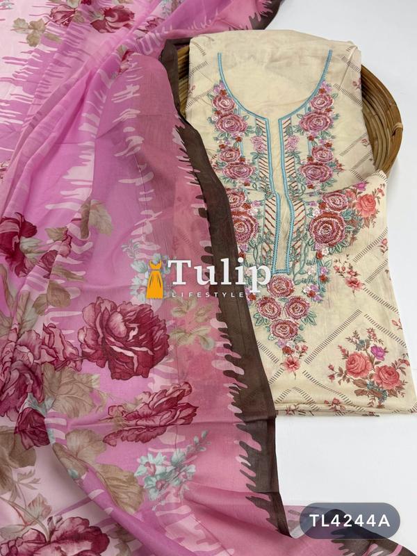 Soft Embroidered Cotton Lawn Dresses - TL4244A Color image