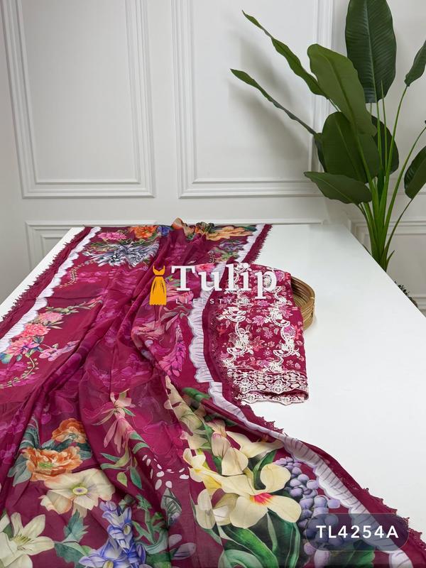 Gorgeous Embroidered Cotton Lawn Dresses - TL4254 Color image