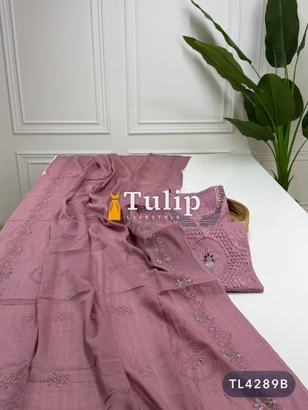 Boring Embroidered Premium Cotton Lawn - TL4289 Color image