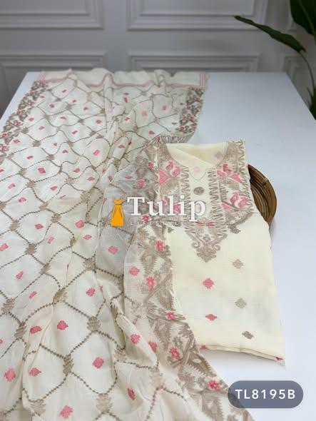 Gorgeous Embroidered Soft Cotton Dresses - TL8195 Color image