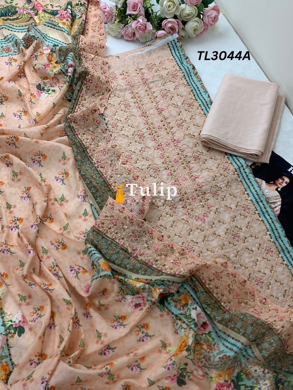 Embroidered Cotton Lawn - TL3044 Color image